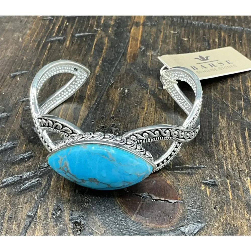 Barse Suguna Cuff Bracelet- Blue Howlite- Silver- NWT - Picture 3 of 7